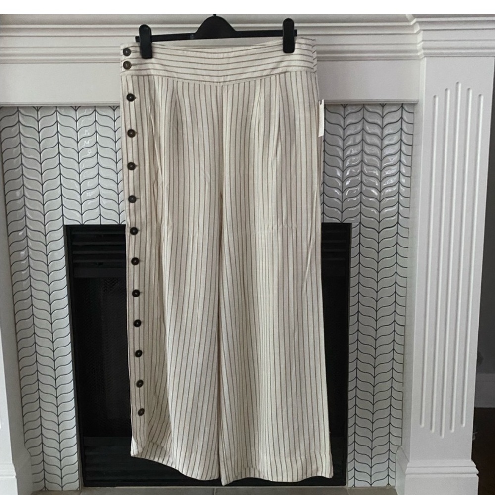 Anthropology wide leg side button striped pants